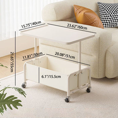 Modern Simplicity Tray Top Leather Storage Movable End Table 2-Tier For Living Room