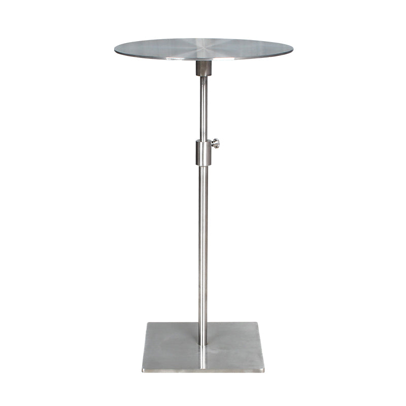 Modern Minimalist Round Square Stainless Steel End Table Height Adjustable 1-Tier For Living Room