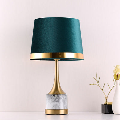 Modern Luxury Green Fabric Cover Iron Base 1-Light Table Lamp For Home Office