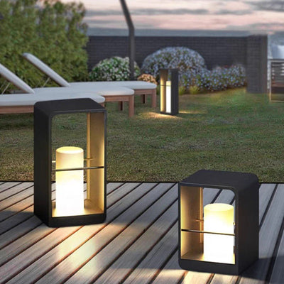 Modern Minimalist Waterproof Solar Stainless Steel Acrylic Cubic LED Landscape Lighting Outdoor Light For Garden