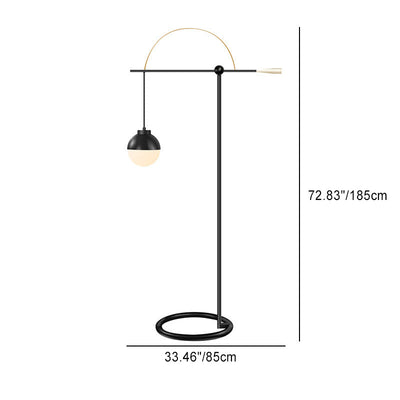 Contemporary Scandinavian Fishing Rod Iron Glass 1-Light Standing Floor Lamp For Living Room