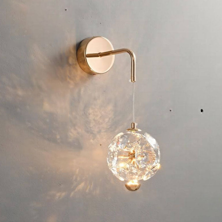 Modern Luxury Orb Hardware Crystal LED Wall Sconce Lamp For Bedroom