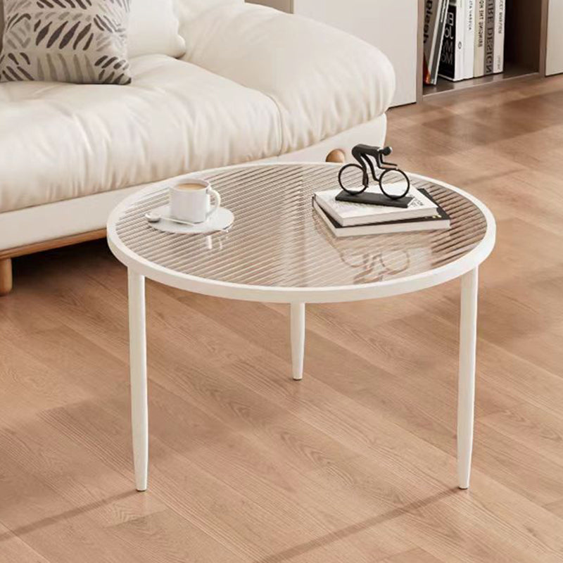 Modern Minimalist Round Glass Metal Coffee Table For Living Room