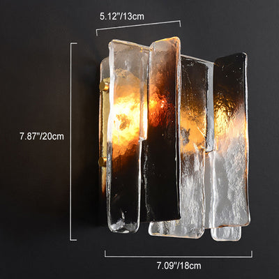 Modern Luxury Rectangle Copper Glass 1-Light Wall Sconce Lamp For Living Room