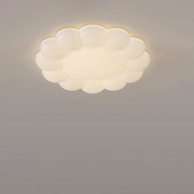 Contemporary Nordic Cream PE Flower LED Flush Mount Ceiling Light For Bedroom