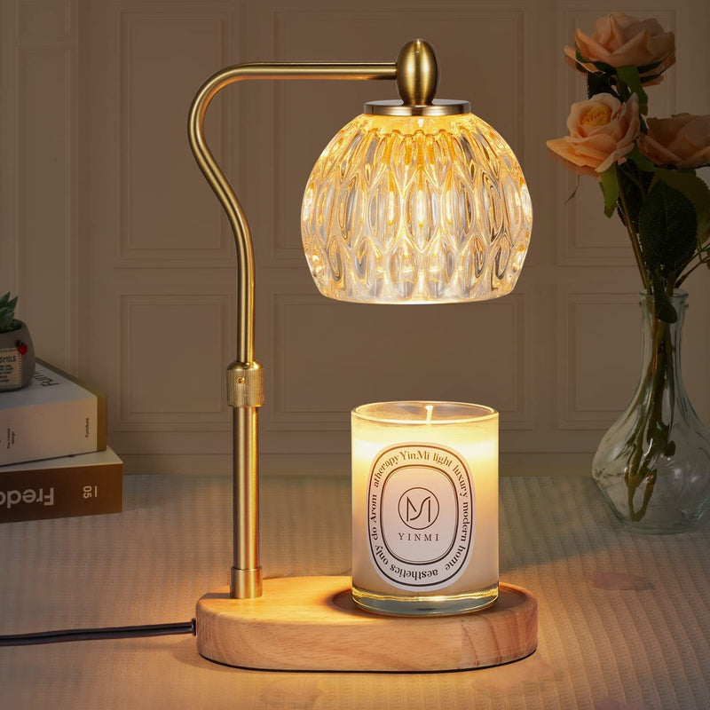 Modern Minimalist Round Glass Wood 1-Light Aroma Melted Wax Table Lamp For Bedroom