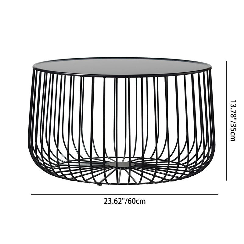 Contemporary Simplicity Iron Round Cage Design Coffee Table For Living Room