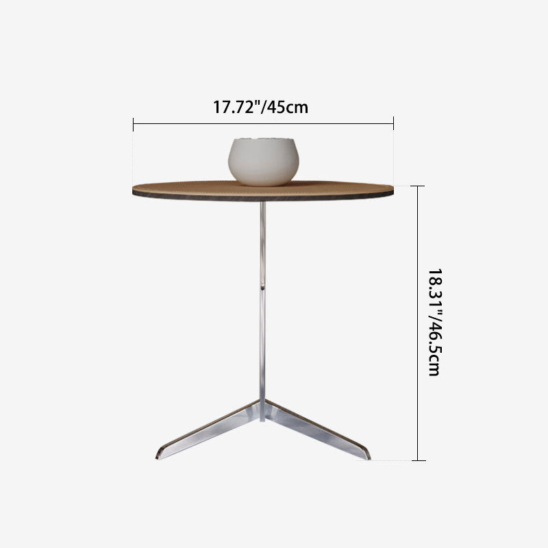 Modern Minimalist Round Leather Steel End Table For Living Room