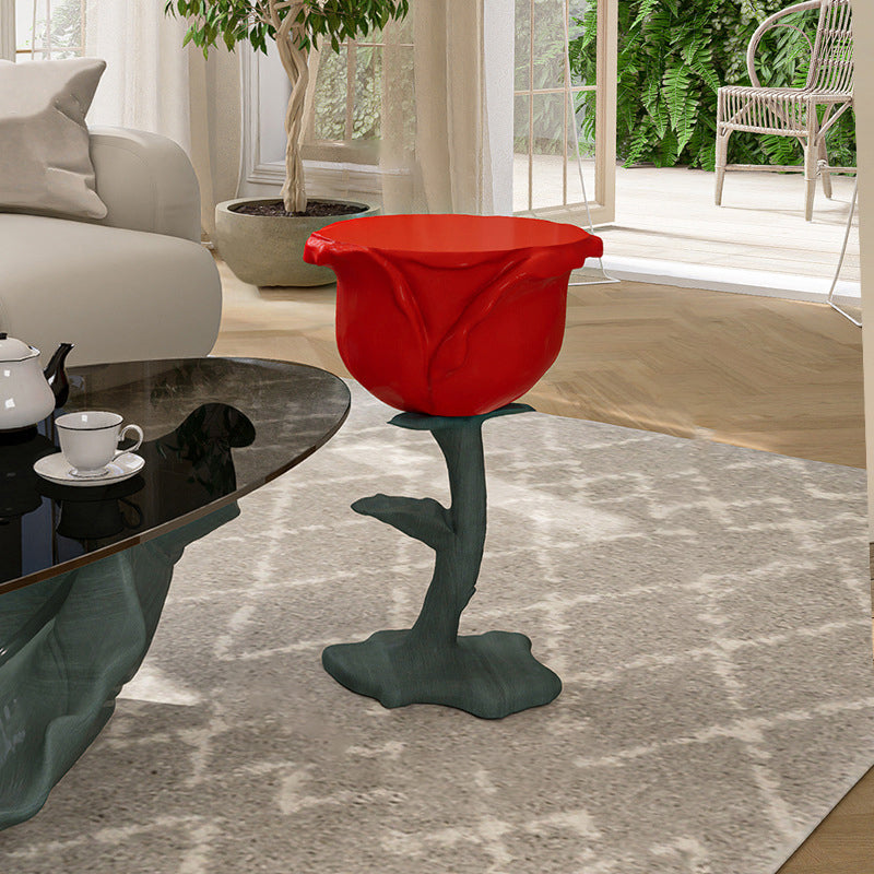 Contemporary Creative Red Rose Flower Shape Fiberglass Coffee Table For Living Room