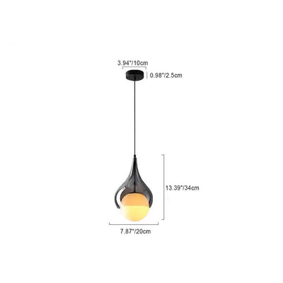 Contemporary Nordic Water Drop Inlaid Glass Globe Shade 1-Light Pendant Light For Living Room