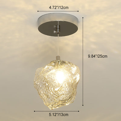 Contemporary Luxury Imitation Stone Design Glass Shade 1-Light Pendant Light For Hallway