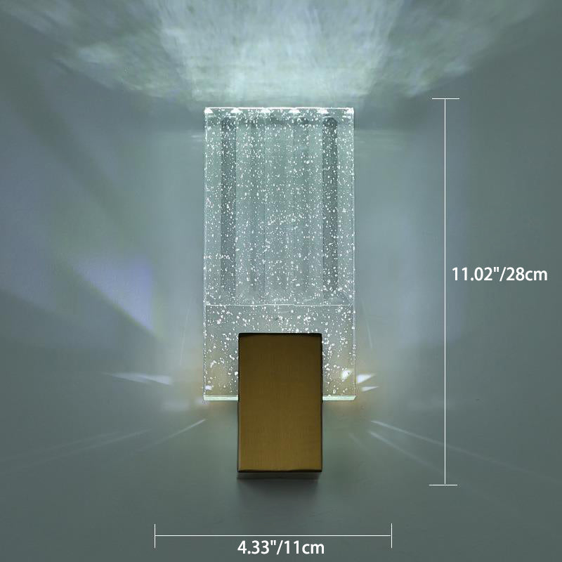 Modern Minimalist Square Copper Crystal LED Wall Sconce Lamp For Living Room