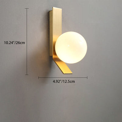 Contemporary Simplicity Iron Strip Glass Ball Shade 1/2-Light Wall Sconce Lamp For Living Room