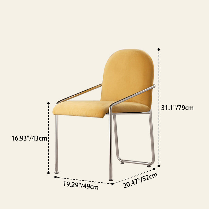 Contemporary Nordic Square Velvet Stainless Steel Chair Backrest Armrest For Living Room