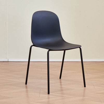 Modern Minimalist Square Plastic Dining Chair Curved Backrest For Dining Room