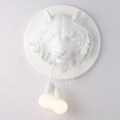 Italian Creative Tiger Totem Resin PVC Shade 1-Light Wall Sconce Lamp