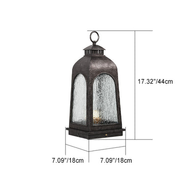 Contemporary Retro Bark Pattern Aluminum Glass Post Lamp 1-Light Outdoor Lawn Landscape Light For Outdoor