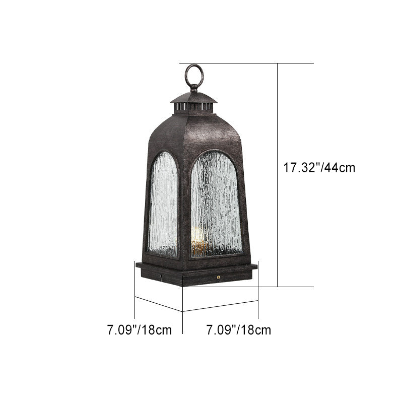 Contemporary Retro Bark Pattern Aluminum Glass Post Lamp 1-Light Outdoor Lawn Landscape Light For Outdoor