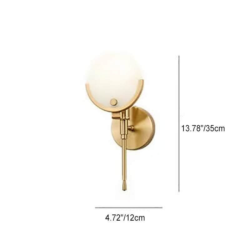 Modern Minimalist Round Ball Iron Marble 1-Light Wall Sconce Lamp For Living Room