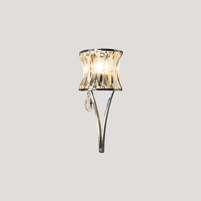 Contemporary Luxury Prismatic Clear Crystal Shade Iron 1-Light Wall Sconce Lamp For Living Room