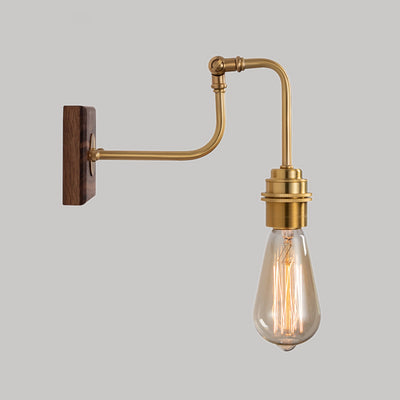 Contemporary Retro Copper Solid Wood 1-Light Wall Sconce Lamp For Bedroom