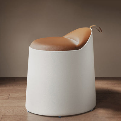 Modern Simplicity Leather Wood Aluminum Alloy Sponge Round Cylinder Vanity Stool Backrest For Bedroom