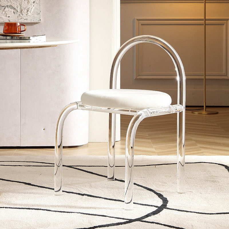 Contemporary Nordic Acrylic Velvet Sponge Round Arched Dining Chair Backrest For Dining Room