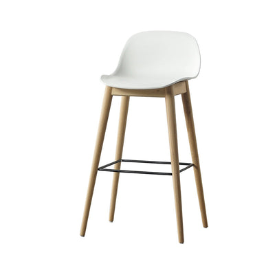 Contemporary Simplicity Square Plastic Wood Bar Stool Low Back Footrest For Dining Room