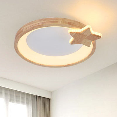 Contemporary Scandinavian Log Ring Acrylic LED Flush Mount Ceiling Light For Bedroom