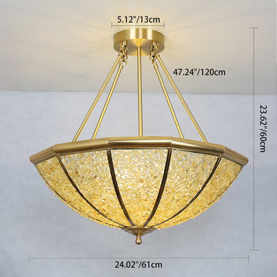 Modern Luxury Copper Frame Crystal Round Shade 5-Light Chandelier For Living Room