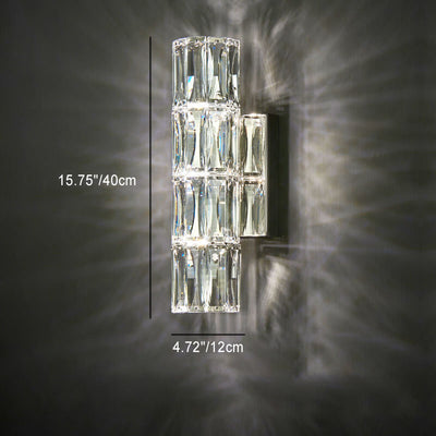 Modern Luxury Silver Crystal Column 3/4/6 Light Wall Sconce Lamp