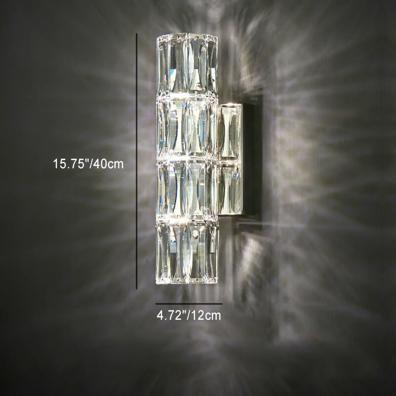 Modern Luxury Silver Crystal Column 3/4/6 Light Wall Sconce Lamp