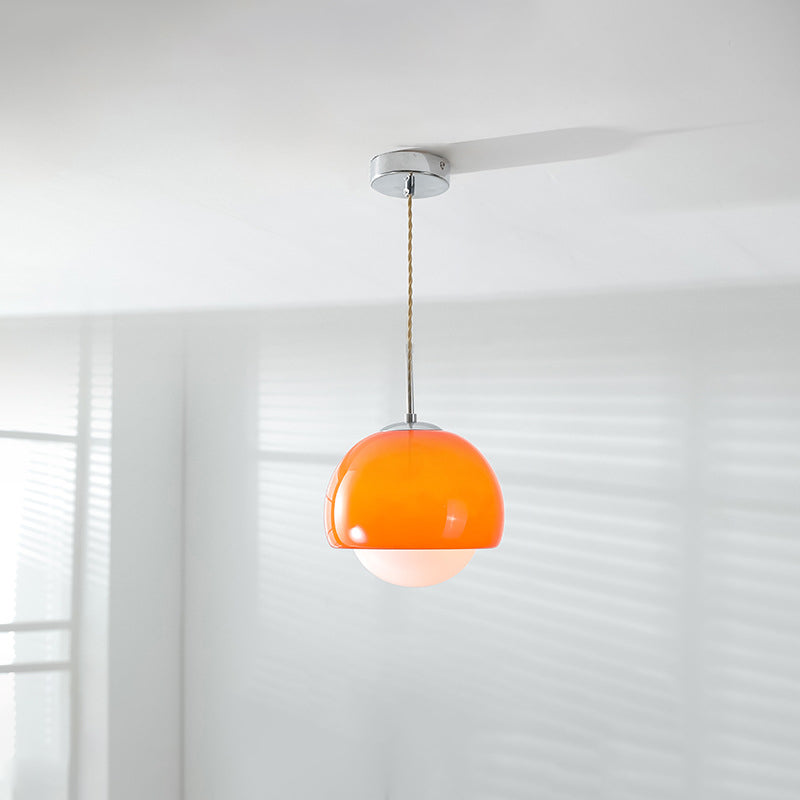 Modern Minimalist Round Ball Glass Iron 1-Light Pendant Light For Living Room