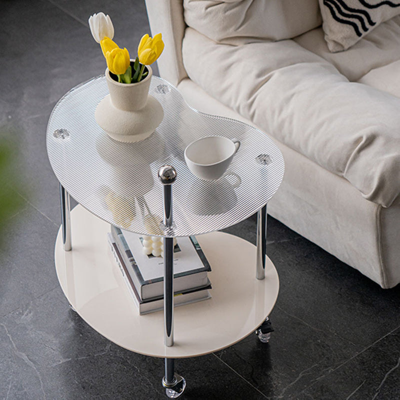 Modern Minimalist Cloud Acrylic Stainless Steel Removable End Table 2-Tier For Living Room