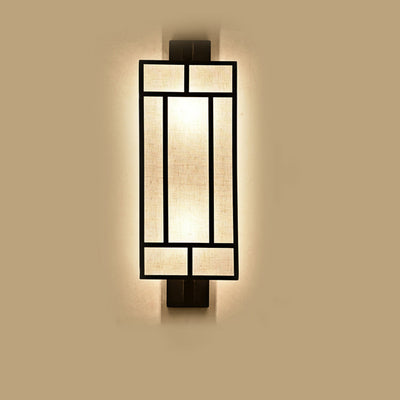 Contemporary Retro Rectangular Fabric Shade Iron 1-Light Wall Sconce Lamp For Dining Room