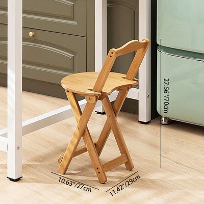 Modern Minimalist Round Square Bamboo Bar Stool Backrest Armless For Dining Room