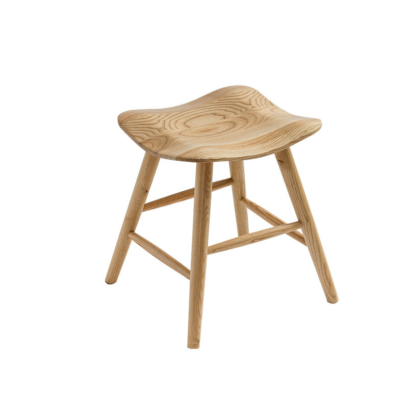 Contemporary Nordic Ash Wood Square Vanity Stool Footrest For Bedroom