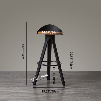 Modern Minimalist Round Plastic Wooden Bar Stool Three Legs High For Dining Room