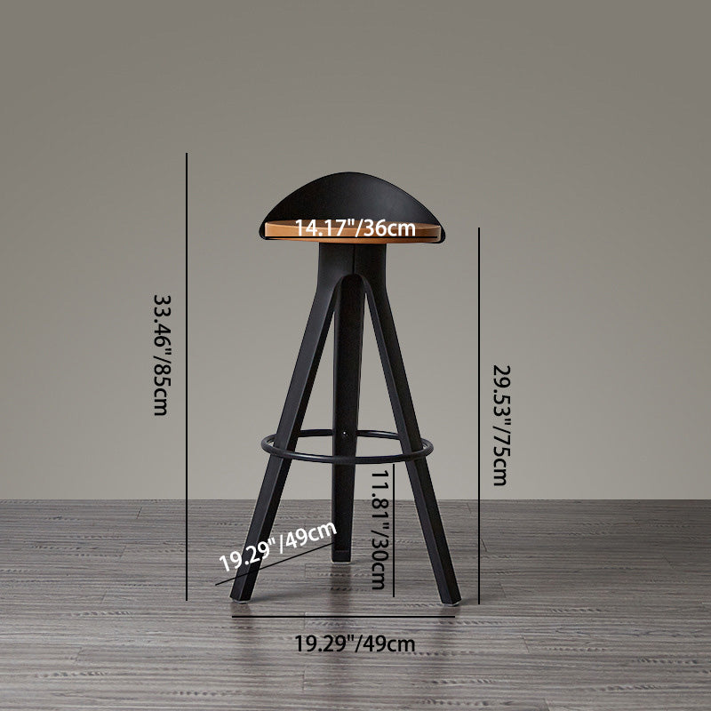 Modern Minimalist Round Plastic Wooden Bar Stool Three Legs High For Dining Room