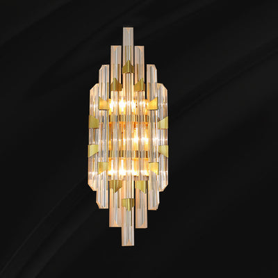 Contemporary Luxury Stripe Hardware Crystal 2/4 Light Wall Sconce Lamp For Living Room