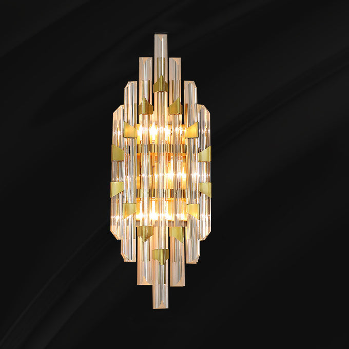 Contemporary Luxury Stripe Hardware Crystal 2/4 Light Wall Sconce Lamp For Living Room