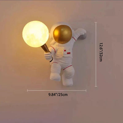 Contemporary Creative Cartoon Astronaut Resin ABS 1-Light Wall Sconce Lamp For Bedroom