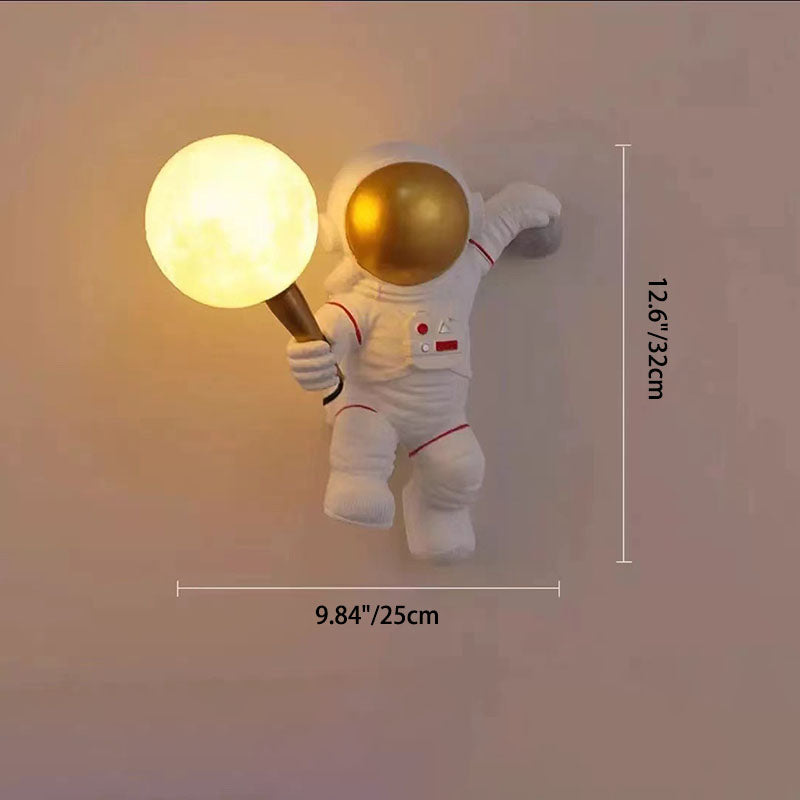 Contemporary Creative Cartoon Astronaut Resin ABS 1-Light Wall Sconce Lamp For Bedroom