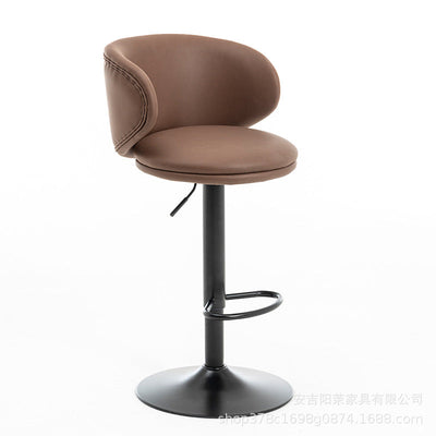 Modern Minimalist Round Fabric Stainless Steel Bar Stool Backrest For Dining Room