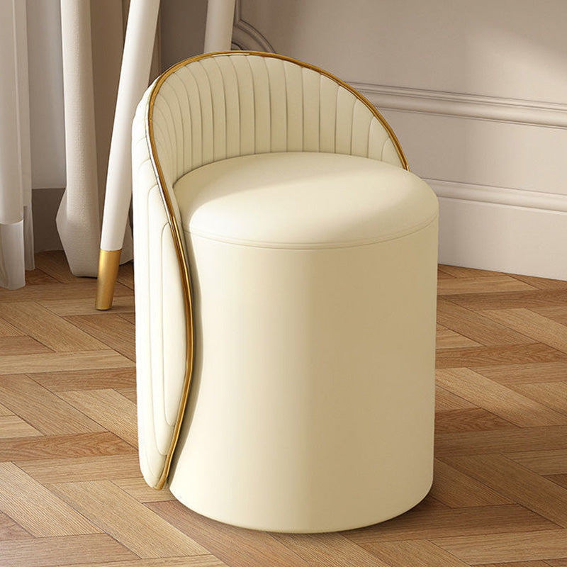 Modern Minimalist Cylinder Iron Leather Vanity Stool Backrest For Bedroom