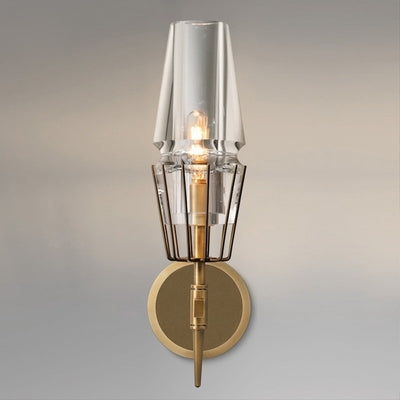 Contemporary Retro Iron Glass Cylinder 1/2 Light Wall Sconce Lamp For Hallway