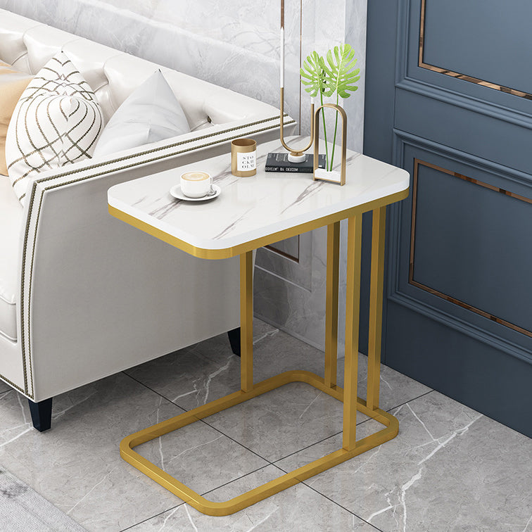 Modern Minimalist Square Metal Artificial Panel End Table For Living Room