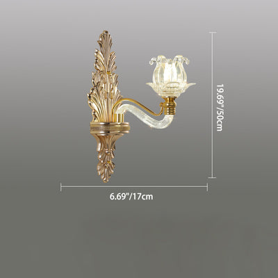 Traditional French Crystal Flower Crystal Glass Hardware 1/2 Light Wall Sconce Lamp For Living Room