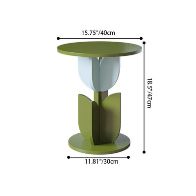 Contemporary Creative Petal Round Tabletop Pine Glass Side Table For Living Room