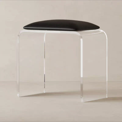 Modern Minimalist Rectangular Acrylic Leather Vanity Stool For Bedroom